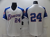 Braves 24 Deion Sanders White Nike Turn Back the Clock Jersey,baseball caps,new era cap wholesale,wholesale hats